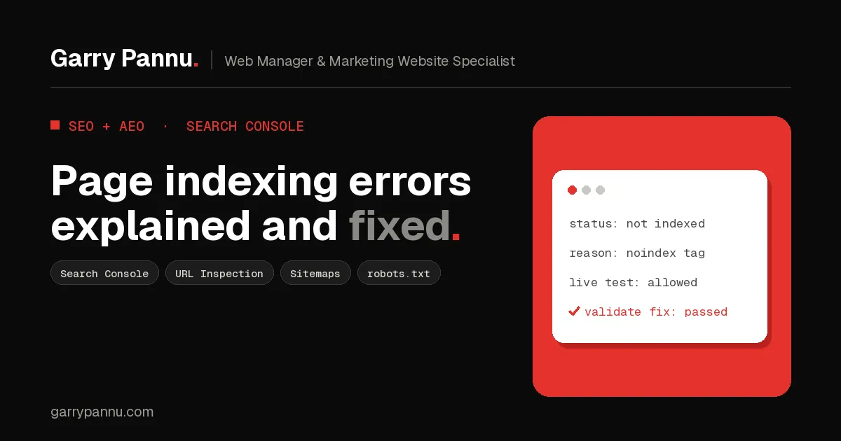 Cover: Search Console Page indexing errors explained (and how to fix them)